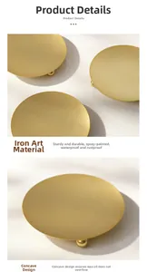 Close-up of golden iron candle tray with concave design to prevent wax overflow