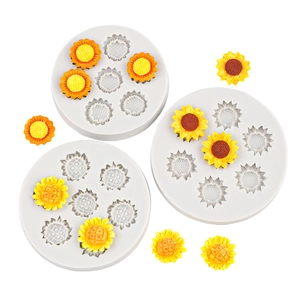 3-piece sunflower daisy silicone fondant molds for chocolate and cake decorating