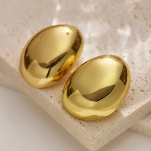 Orecchini a perno ovali lucidi placcati oro 18k in resistente acciaio inossidabile