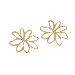 Minimalist 18k gold plated hollow flower earrings in stainless steel for women