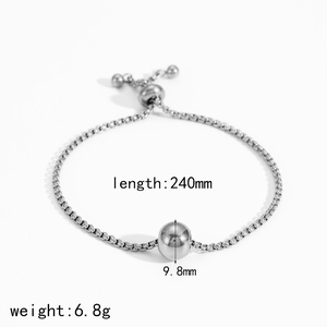 Silver bead bracelet with adjustable slide clasp and 240mm length measurements