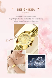 Detail of gold luxury couple watch featuring diamond markers and champagne sunray dial