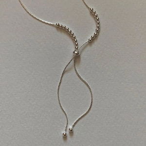 Minimalist 925 sterling silver ball chain necklace with adjustable sliding clasp design