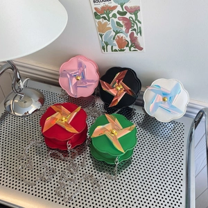 Borsa A Tracolla Per Bambini Forma Di Mulino A Vento Pelle PU Catena In Metallo Olografico Ragazze
