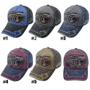 Distressed shark patch baseball cap in various vintage washed color combinations
