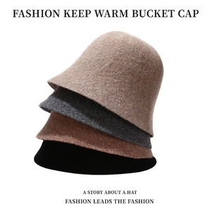 Minimalist wool bucket hat for women in beige grey coffee and black winter warm colors