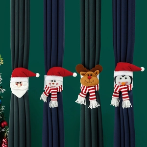 Juego de hebillas navideñas para cortinas con Papá Noel, muñeco de nieve, reno y pingüino