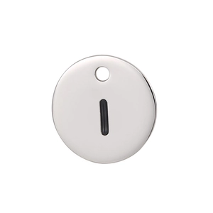 Polished silver titanium steel round charm with two holes for jewelry making