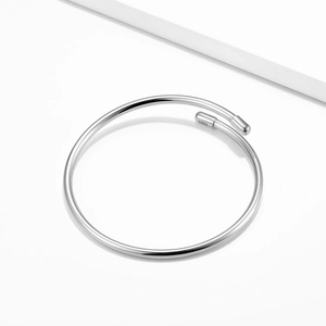 Minimalist S925 sterling silver open bangle with 3mm smooth polished metal surface