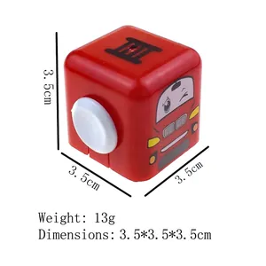 Square red pull-back car toy with cartoon face and 3.5cm compact cube design