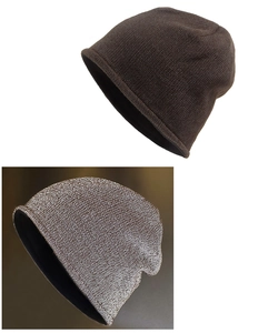 Detail showing the fine knit texture and reflective fibers of the warm winter beanie hat