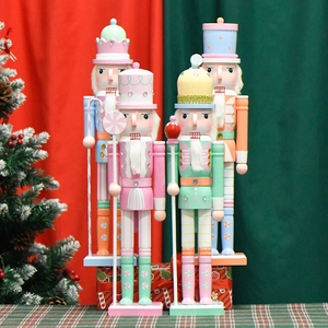 50cm Macaron pastel wooden nutcracker soldiers 4-piece set for Christmas home decor