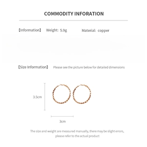 Dimensioni e specifiche per orecchini a cerchio intrecciati in oro rosa da 3,5 cm