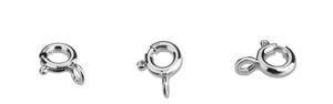 Macro detail of S925 sterling silver spring ring clasps for DIY jewelry making