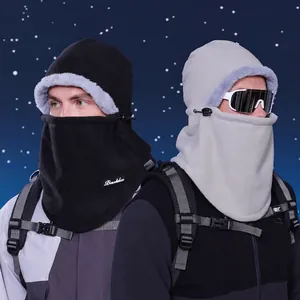 Balaclava Hooded Scarf Polar Fleece Warm Windproof Winter Outdoor Skiing Mask Integrated Neck Warmer Adjustable For Men Women