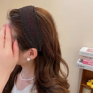 Elegant woven wide-brim headband in dark brown for women, stylish daily hair accessory