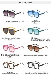 Selection of eight retro square sunglasses with multi-color frames and gradient lenses