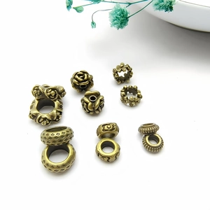 Retro Zinc Alloy Spacer Beads Flower Geometric Pattern Antique Bronze Finish For DIY Jewelry Making Bracelet Necklace