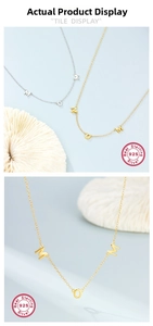 Detailed view of MOM letter pendant necklace crafted in high quality 925 sterling silver