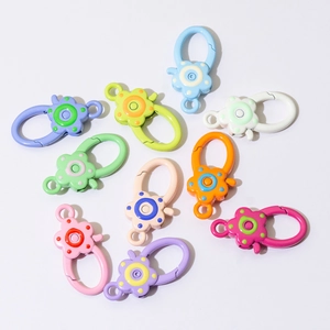 Colorful flower-shaped spring rings and lobster clasps for DIY jewelry and keychains