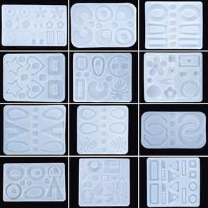 Translucent silicone molds in 12 geometric shapes for DIY resin drop jewelry making