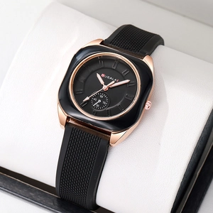 Women Quartz Watch Alloy Case Square Analog Silicone Strap Fashion Simple Slim Ladies Wristwatch Elegant Versatile