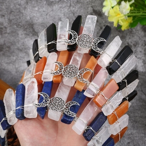 Handmade crown headband featuring colorful natural crystals and silver moon charms