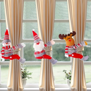Attache Rideau De Noël Boucle De Rideau Père Noël Bonhomme De Neige Renne Peluche Tricot Décoration De Maison Festive