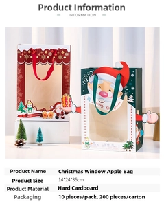 Detailansicht der Weihnachtsfenstertaschen in Rot und Grün mit Satinband-Griffen