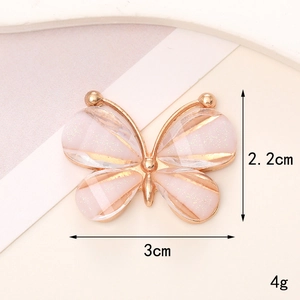 Detail view of 3x2.2cm pink glitter butterfly charm with size and weight dimensions