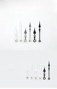 Detailed set of black, silver and white quartz clock hands with diamond hollow design
