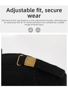 Detail of adjustable metal buckle on winter wool cap for secure and custom fitting