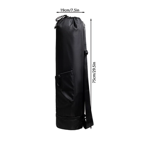 Waterproof nylon yoga mat bag with 29.5 inch height and bottom wet compartment detail