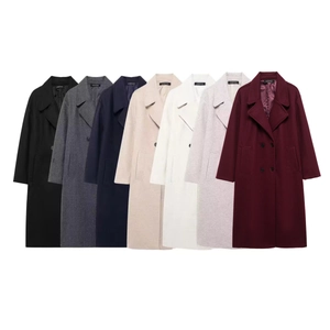 Manteau Long En Laine Pour Femmes Col À Revers Double Boutonnage Couleur Unie Décontracté Automne Hiver Mode Vestes
