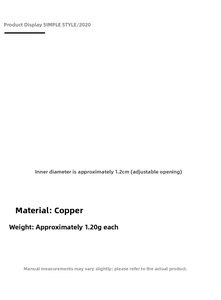 Specifications of adjustable C-shaped double-layer copper ear cuff with 1.2cm inner diameter