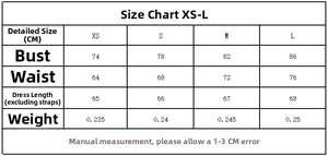 Detailed size guide table for floral poplin dress in centimeters with XS to L measurements