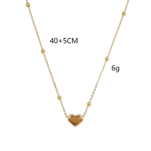 Detail of gold titanium steel heart pendant necklace with 40+5cm length and 6g weight