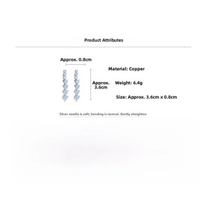 Detailed specifications of silver needle heart earrings with crystal gradient in 18K gold