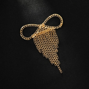Elegant gold bow hair clip with rhinestone tassel chain for women street fashion