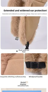 Detail of winter trapper hat featuring thickened windproof earflaps and buckle