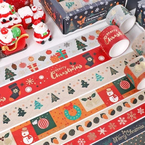 Weihnachts Washi Tape Goldfolie Dekoratives Klebeband DIY Journal Scrapbooking Weihnachtsmann Rentier Schneemann Muster