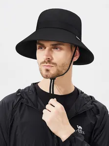 Waterproof outdoor sun hat with adjustable windproof drawstring and reflective details