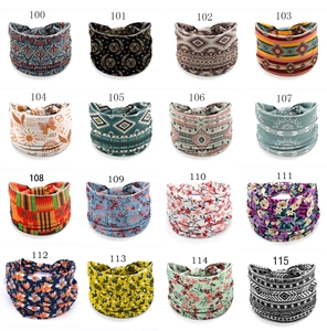 Grid view of 16 African print headbands in various bohemian and geometric patterns