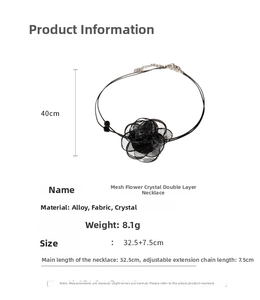 Detailed size parameters and materials of mesh flower crystal double-layer choker necklace