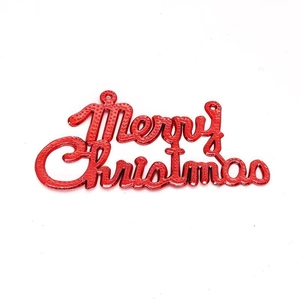 Metallic red Merry Christmas letter sign pendant for holiday tree decoration