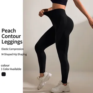 Pantalon de Yoga Sans Couture à Taille Haute pour Femmes Leggings Lifting des Fesses Pêche pour Fitness Sport