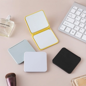 Portable Pocket Makeup Mirror Foldable Dual Sided Square Mini Compact Travel Vanity Mirror For Women Purse Plastic