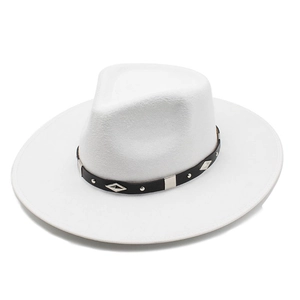 Chapeau Fedora Rétro À Bord Large En Feutre De Laine Casquette Jazz Avec Bande Rivetée Unisexe Style Britannique