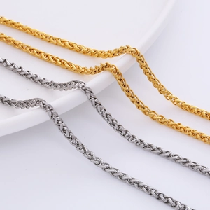 Stainless Steel Wheat Chain Necklace For Men Women Gold Silver Plated Street Style Metal Jewelry