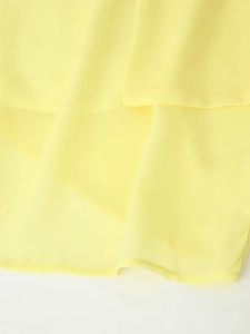 Chic yellow bodycon dress with scarf neckline and smooth polyester fabric texture